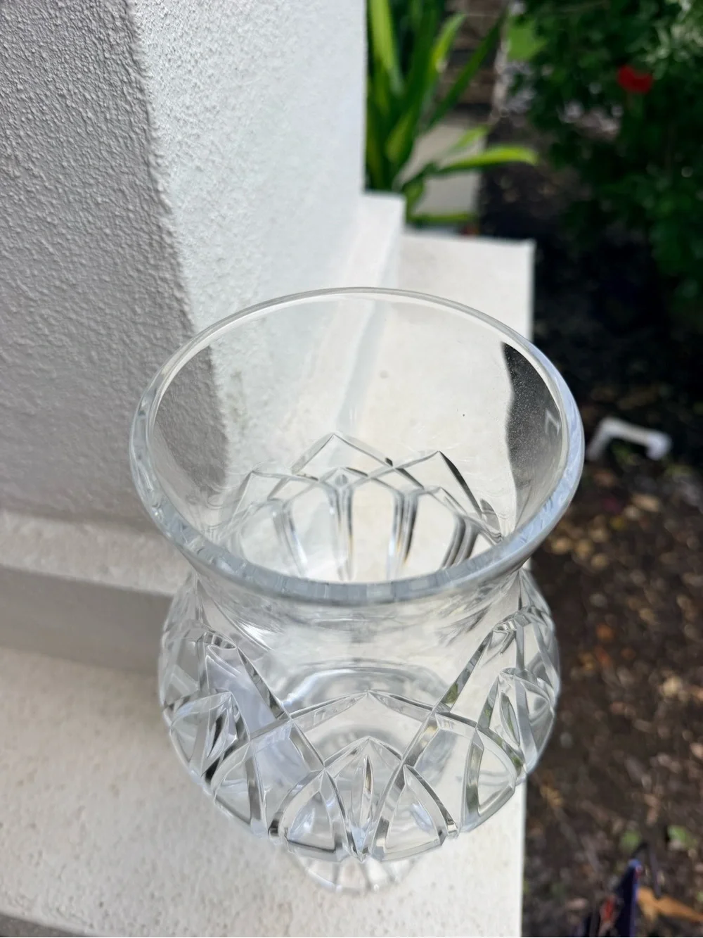 Vintage Cut Crystal Hurricane Vase Candle Holder Clear Heavy Glass 12